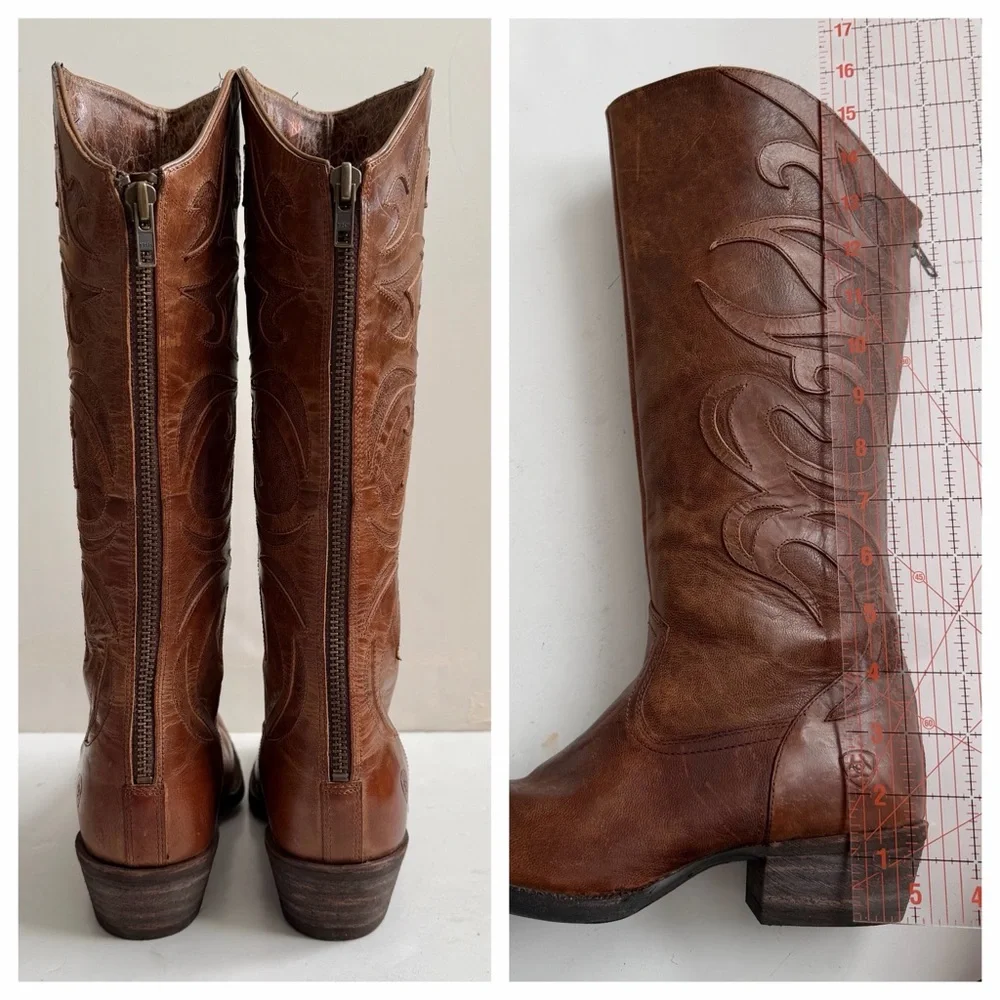 Ariat Chestnut Leather Heeled Boots - Picture 4 of 14